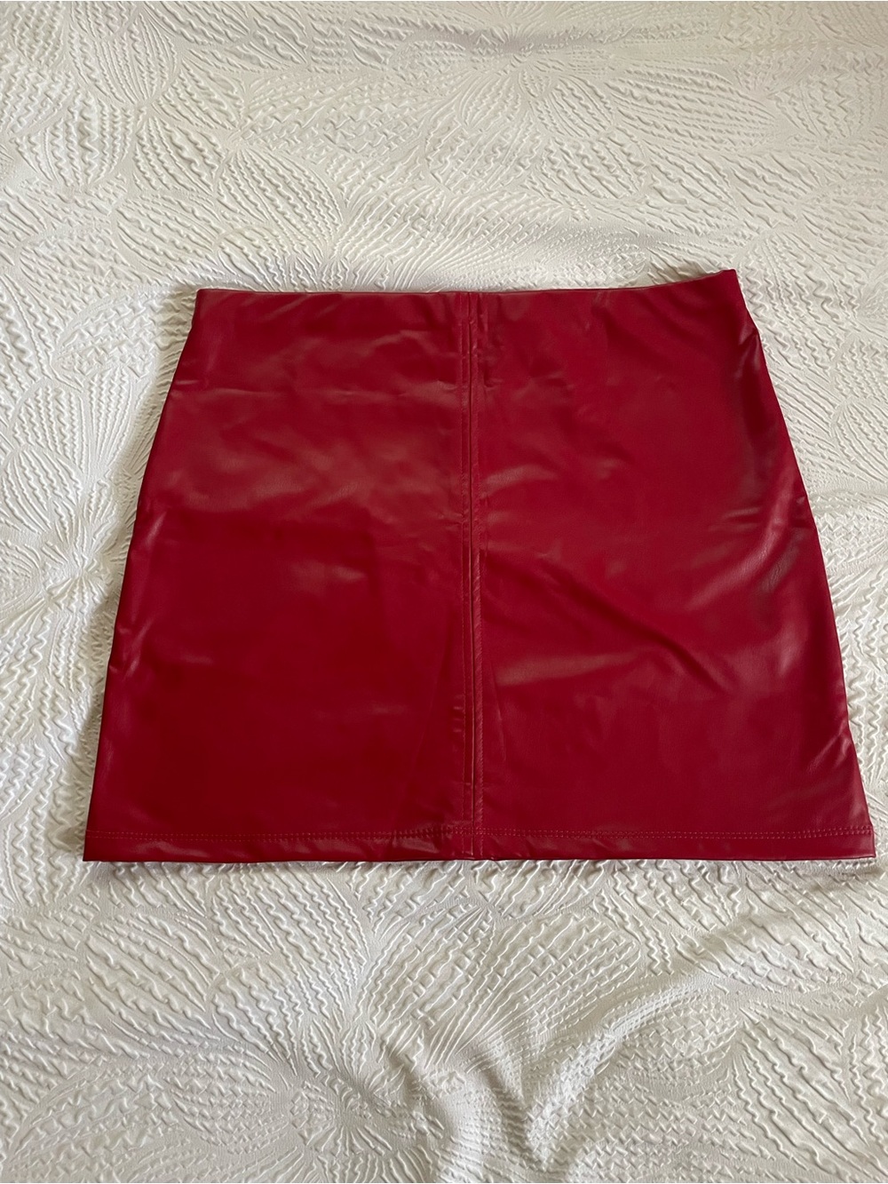 Red Faux Leather Mini Skirt